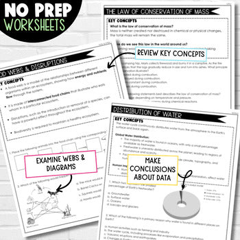 5th Grade Science Review Packet for Test Prep - NGSS Aligned