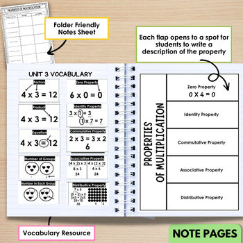 Properties of Multiplication Practice Worksheets, Notes, Exit Tickets